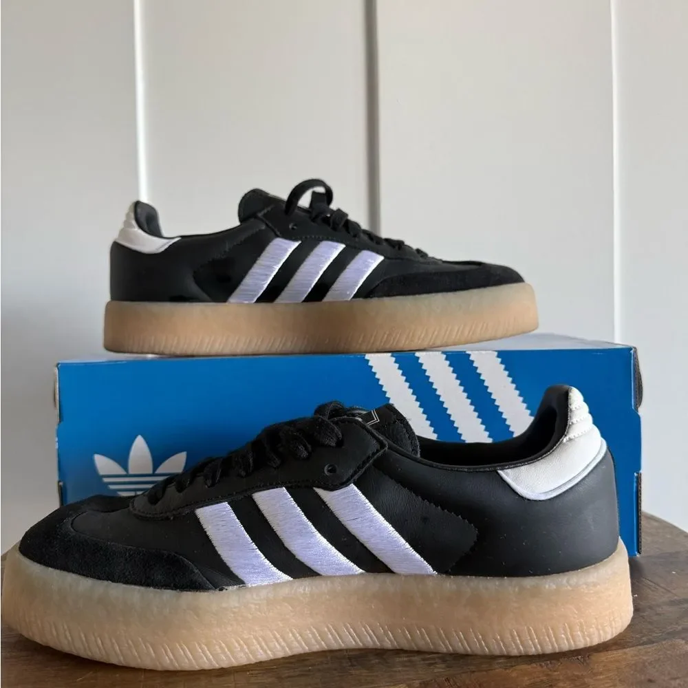 Adidas Sambae Black/White Embroidered Stripes/Gum